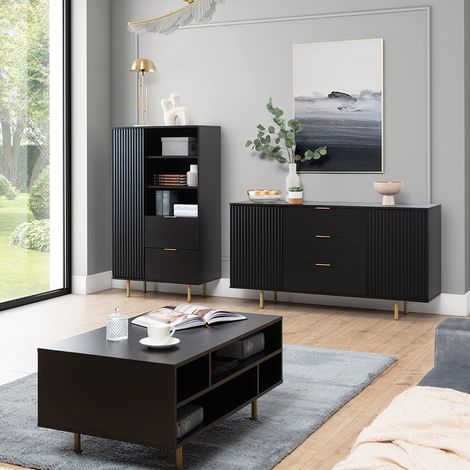 Wohnmöbel Set matt schwarz NADOR-132 modern 3-teilig (1/5)