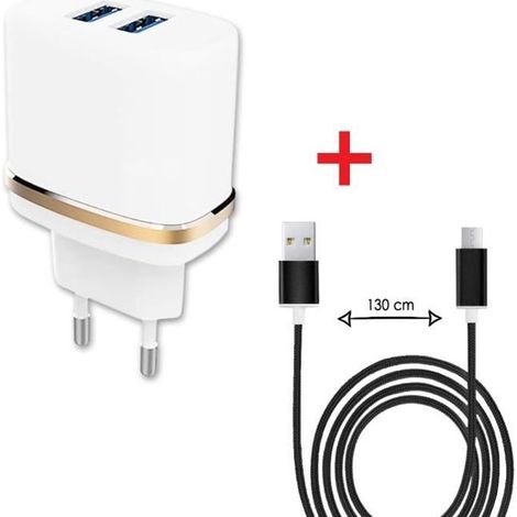 Pack de câbles micro USB pour Samsung Galaxy A12 Ultra : chargeur puissant et rapide (2 câbles, 5 V - 2,1 A) - Noir (1/4)