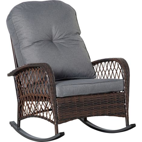 Poly Rattan Schaukelstuhl Schaukelsessel Gartenstuhl Mit Kissen Loungemöbel Gartenmöbel Terrassenmöbel Braun 75 X 103 X 96 Cm