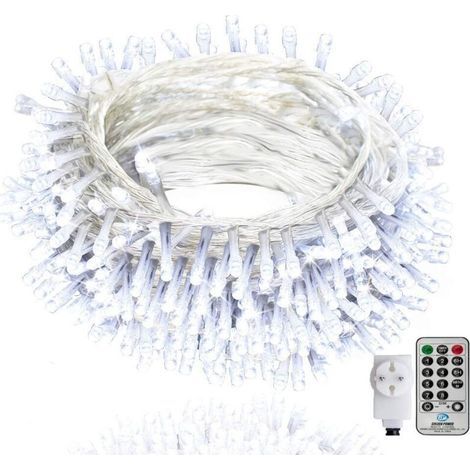 FENOPLASTICAGuirlande lumineuse d'extérieur de 100 m Avec télécommande et minuterie 8 modes pour Easter maison chambre jardin - Blanc (1/5)