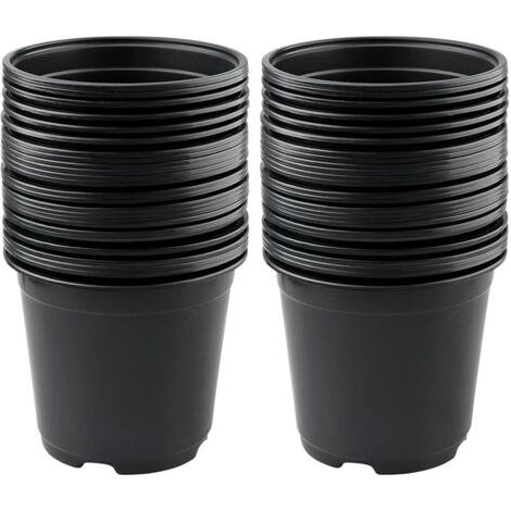 Lot de 50 pots de fleurs en plastique noir 15 cm – Conception de drainage pour croissance saine – Résistants aux variations de température