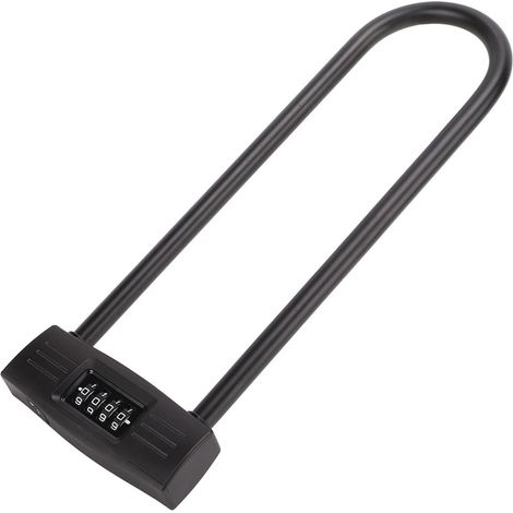 Lntyq U de verrouillage, compact vélo pliant de verrouillage, d'allongement 4 chiffres combinaison U de verrouillage antivol longue manille cadenas réinitialisable (1/5)