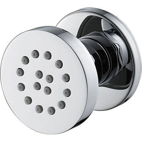 Chrome Side Jets, Adjustable Brass Body Jet, Round Nozzle Spray, Wall Mounted Shower Massage Jets for Bathroom Accessories, 50x50mm, 1pc