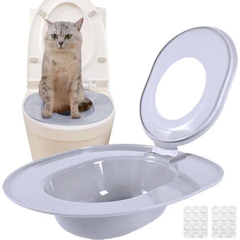 Katzen-Toilettentraining-Set – Kompatibel mit Katzentoilettensitzen, tragbar, wiederverwendbar und sicher. Ideal für Reisen, Zuhause, Camping und Kätzchen. (1/5)