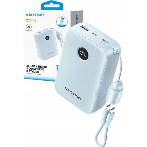 Powerbank Vention 20000mAh 2 x USB-C 1x USB-A z wyświetlaczem 22,5W niebieski (1/4)