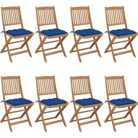 Klappbare Gartenstühle 8 Stk. mit Kissen Massivholz Akazie