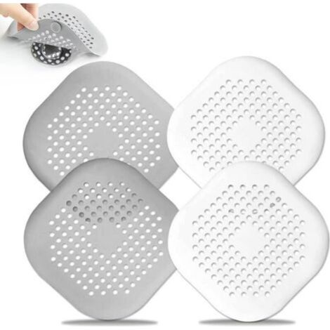 4-Pack Silicone Drain Protectors with Suction Cup, Kitchen Sink Strainer Stopper for Bathtub Bathroom, 2 Grey + 2 White (1/5)