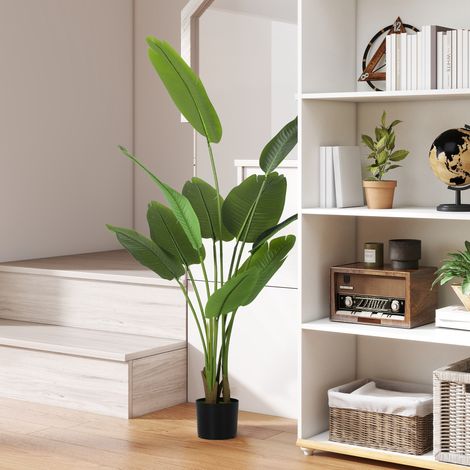 Plante Artificielle Intérieure, Arbre Artificiel Hauteur 160 cm, Pot en Plastique avec Terreau Floqué, Vert