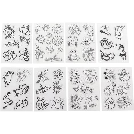 Heat Shrink Sheets 8 Pcs Hand Painted DIY Printing with Pattern Filling for Kids Craft School Project DIY OrnamentsBird Series JS 83 (1/5)