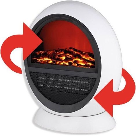 Stufa Elettrica 750W - 1500W Oscillante con Effetto Legna Decorativa e Fiamma. 3 impostazioni di temperatura 750W - 1500W