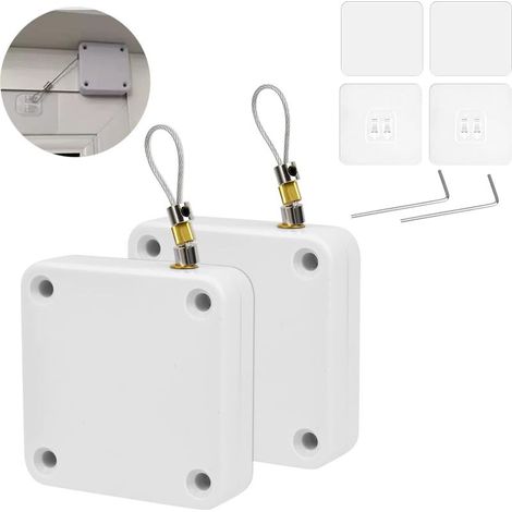 Lot de 2 ferme-portes automatiques blancs avec cordon de serrage - Ferme-porte automatique sans perçage - Pour la maison et les bureaux (1/5)