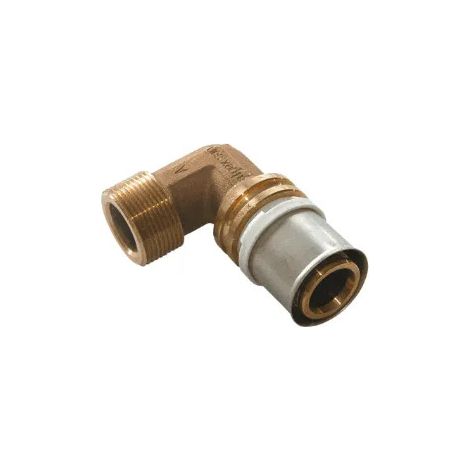 Coude laiton 90° fileté Male à sertir pour systèmes multicouches 16 x 1/2"