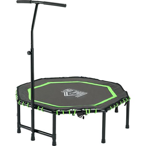 48 Inch Octagonal Mini Fitness Trampoline for Indoor and Outdoor Use, Foldable with Adjustable Handle, Green Color