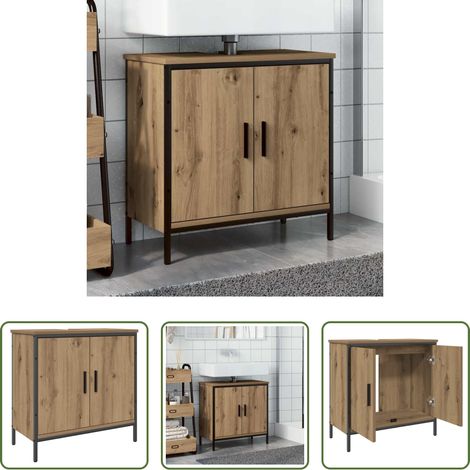 vidaXL Rangement salle de bain - Armoire lavabo chêne artisanal 60x30x60 cm bois d'ingénierie (1/5)