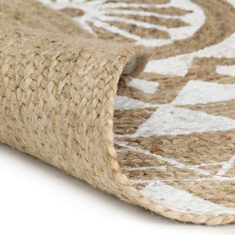 Maison Exclusive - Ručně vyrobený koberec z juty s bílým potiskem 90 cm (1/5)