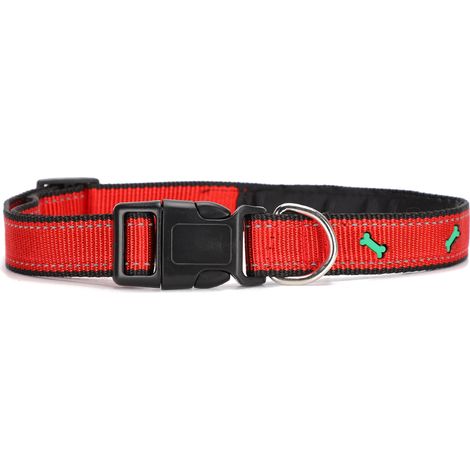 GARRYFIZH Collier de sécurité réfléchissant en nylon pour chien et chat - Ajustable avec boucle - Taille Unique - Rouge