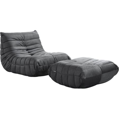 HOME DELUXE Relaxsessel mit Hocker CHILL - Anthrazit 102 x 87 x 70 cm Sofa, Sessel, Couch, Liegesofa, Loungesessel (1/5)