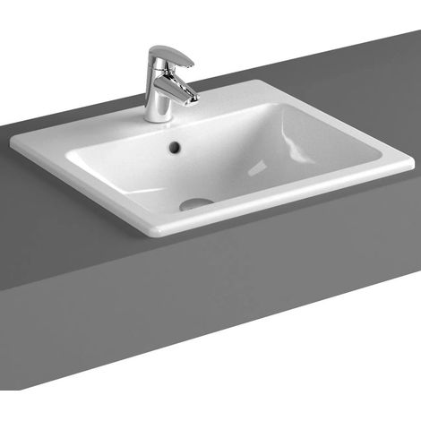 Vitra S20 Compact Countertop Inset Basin Front Overflow 500mm Wide - 1 Tap Hole