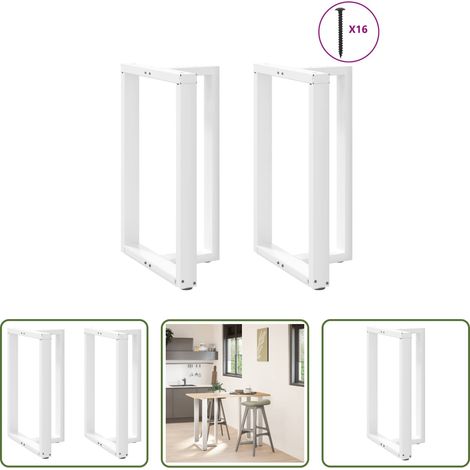 vidaXL Patas para mesa de bar en forma de T (2 unidades), color blanco, 60 x 35 x (90-91) cm, acero (1/5)