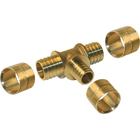 Messing T-Stück mit Messing-Schlupf D.16 für Rohr in pro QUICK PLOMBERIE