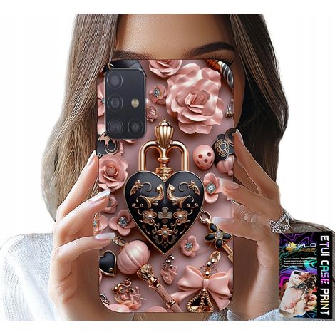 Hülle für Samsung Galaxy A51 – feminine Muster, Vorhängeschloss-Herz-Design + Schutzfolie (1/5)