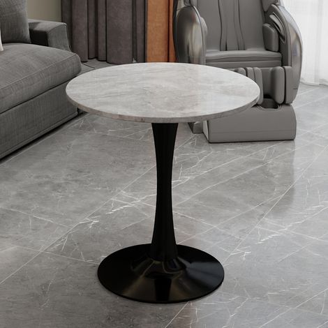 Tavolino da caffè 77.5x77.5x15.5 cm nero e grigio in marmo artificiale con design minimalista (1/5)