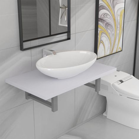Meuble de salle de bain en deux pièces Céramique Blanc 6 (1/5)