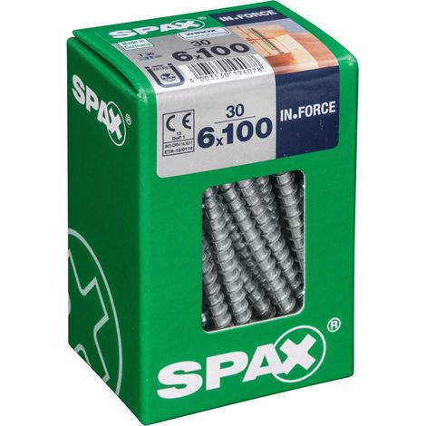 Juego de 30 tornillos de acero con cabeza cilíndrica SPAX, Diam.6 mm x L.100 mm SPAX