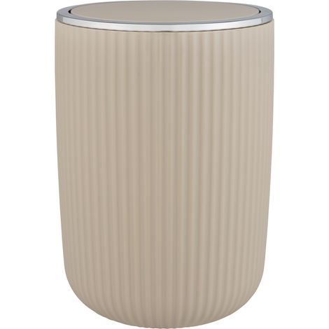 WENKO Schwingdeckeleimer Agropoli L Beige, Kosmetikeimer mit Schwingdeckel, 5,5 l, Beige, Kunststoff beige