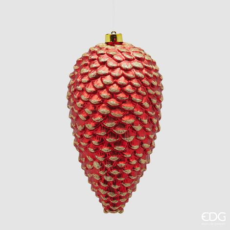EDG Enzo De Gasperi Addobbo Pigna Natale H 25 Cm Red