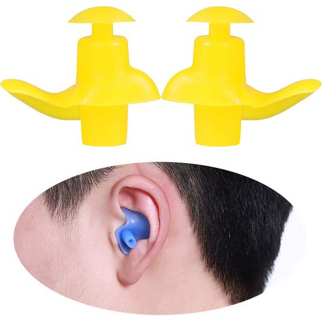 Bouchons d'Oreilles de Natation, Étanches et Anti-Poussière, Silicone Souple, Couleur Jaune-KZQ (1/2)