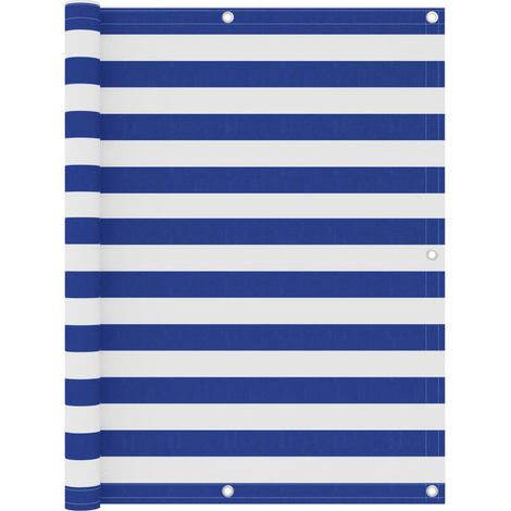 Paravent de balcon, blanc et bleu, 120 x 400 cm, tissu Oxford