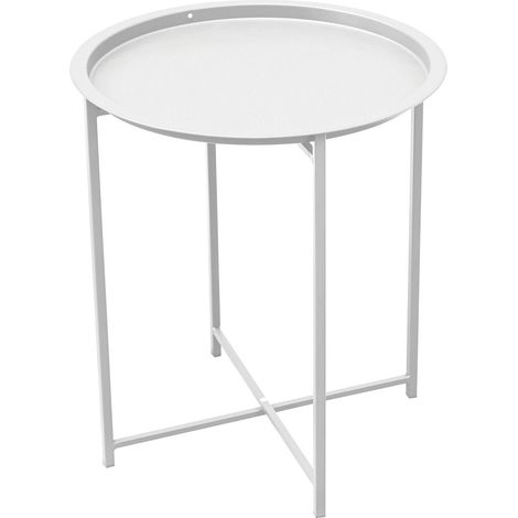 Tavolino da Giardino Ø45 cm in Ferro Bianco