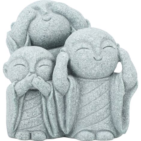 Mini statue de Bouddha moine en grès vert chinois, figurine mignonne de Bouddha, 3 petits moines, ornement pour aquarium, décoration pour la maison et le jardin, style 3 (1/5)