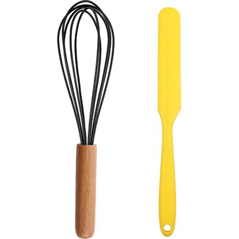 Ensemble Ustensiles Cuisine - Silicone Et Bois De Hêtre - Pour Petites Préparations - Lot De 2 Pièces (1/5)