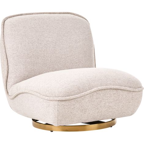 Sillón giratorio elegante tapizado de tela base de acero dorado sin reposabrazos salón dormitorio beige Muren (1/5)