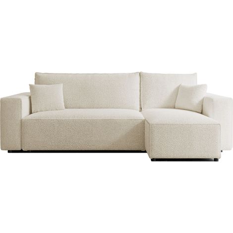 Selsey Scarlo - Ecksofa mit Schlaffunktion, Stauraum und Bouclé-Bezug, creme (1/5)