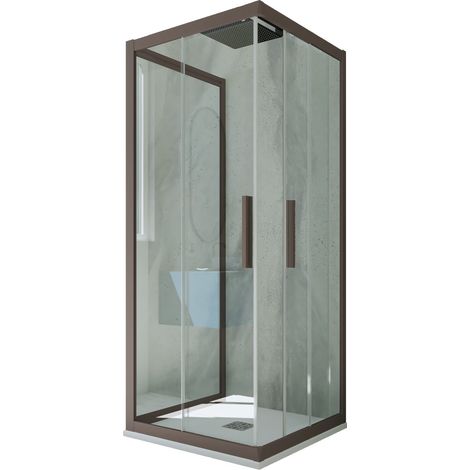 3-seitige Duschkabine 70x110x70 Klarglas Chocolate Kolors Trio