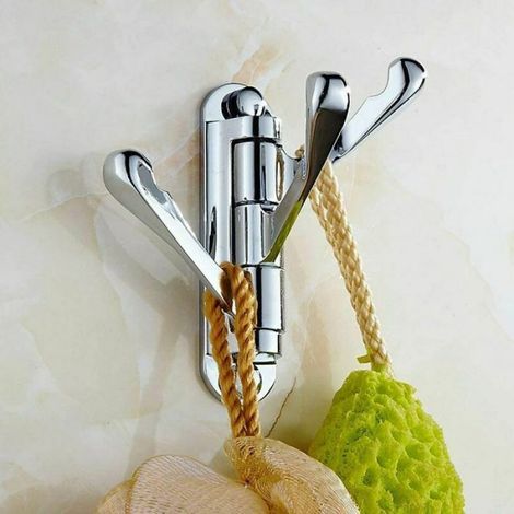 Porte-manteau - - Pivotant - Acier inoxydable - 3 bras pliables - Chrome poli (1/4)