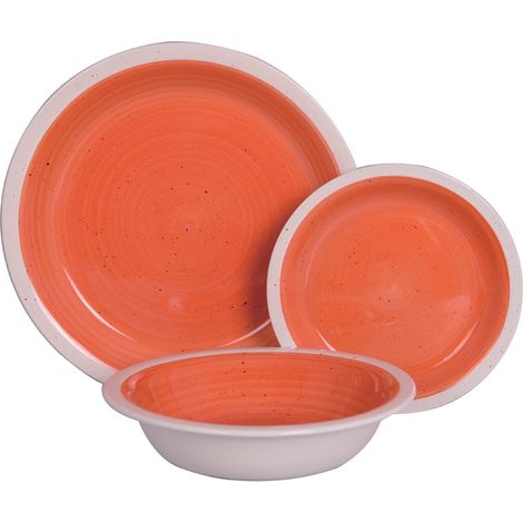 Servizio di Piatti da Tavola in Ceramica Tendenza Fondo Arancio 18 pezzi