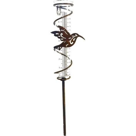 2pcs Pluviometro a spirale a forma di colibrì, strumento di misurazione in vetro per esterni, picchetto per prato e giardino, pluviometro, stazione meteorologica, picchetto da giardino