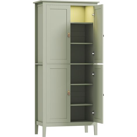 Armoire de cuisine Elyraxis rangement LED élégant éclairage intelligent étagères modulables vert classique (1/5)