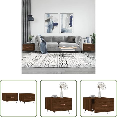 Holzwerkstoff - Couchtische 2 Stk. Braun Eichen-Optik 50x50x40 cm Holzwerkstoff (1/5)
