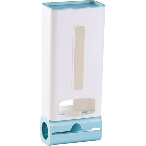 Boîte de rangement murale autocollante bleue pour sacs en plastique, distributeur de sacs poubelle de cuisine, porte-sacs en plastique (1/3)
