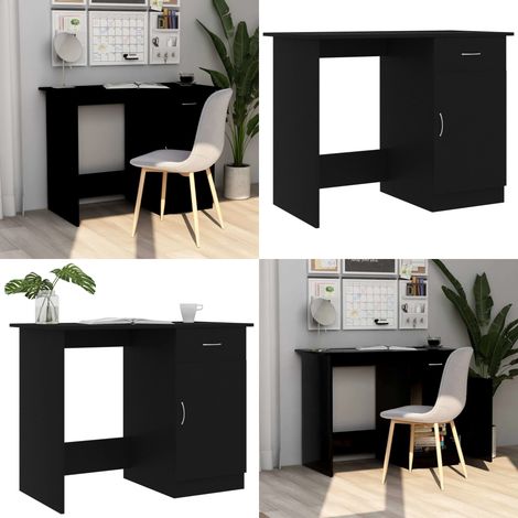 Bureau Noir 100x50x76 cm Bois d’ingénierie - Bureau Noir - Bureau Design - Bureau Compact - Bureau Avec Tiroir - Meuble De Bureau - Home & Living (1/5)