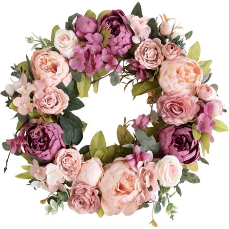 Guirlande De Pivoine Artificielle - 40 Cm - Pour Porte Décoration De Noël Mariage Fête Intérieur - 1 Pièce (1/5)