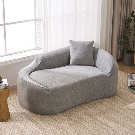 Divano letto convertibile 155x96x65 cm in ciniglia grigio chiaro, moderno (1/5)