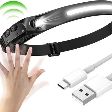 Rechargeable Outdoor LED Headlamp - Lightweight USB Headlamp, Silicone Headlamp, Portable Work Light, Outdoor Running Light, Waterproof Flashlight for Running in the Rain (1/5)