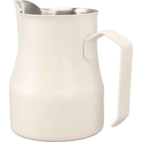 Pichet à Lait Inox 304 avec Bec Verseur et Graduations, Tasse à Café Latte pour Bureau, Fini Mat Blanc, 550ml (1/5)