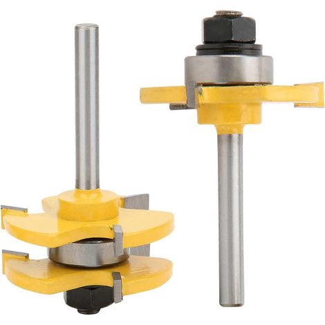 2 Stück T-förmige Fräser, 3 Zähne, 1/4"-Schaft, Holzbearbeitungswerkzeug für Holz, MDF und Spanplatten